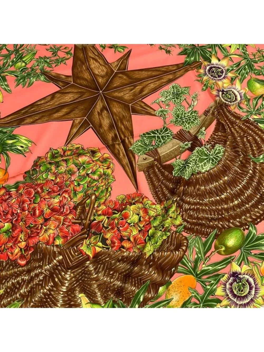 Hermes Scarf Carre 90 Pink Multi Passiflores Floral Pattern Silk - Picture 4 of 6
